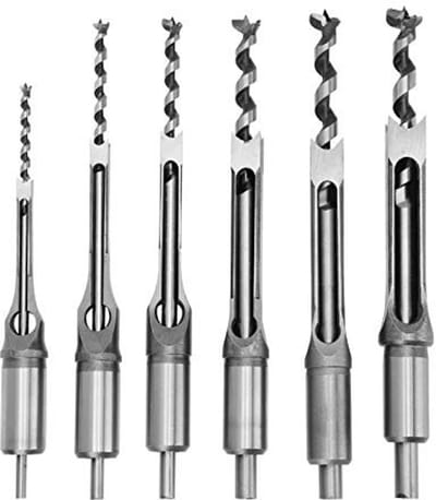 Dailygoods- Beitelbit 6-delige set - Hoge hardheid - Vierkante gatenzaag - Houtbewerking - Precisie boren - Geschikt voor renovatie - Boorset
