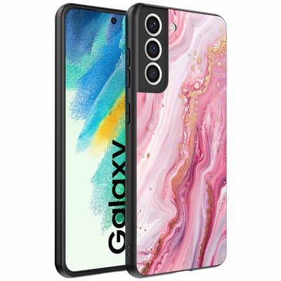 Geschikt voor Samsung Galaxy S21 FE Telefoonhoesje met marmer opdruk - TPU backcover case marble design - Roze - Smartphonica geschikt voor Samsung Galaxy S21 FE