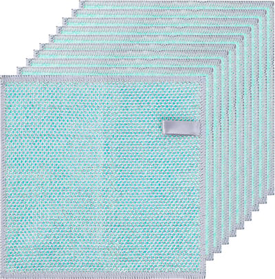 10x Dubbelzijdige Afwasdoeken Metaaldraad & Plantaardige Vezel - Krachtige Schoonmaak voor Keuken en Huishouden (19x19 cm)