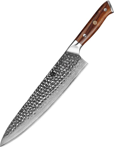 Xinzuo | Koksmes (10.0 inch) | Damascus staal (gehamerd) | Woestijnijzerhout | B13D