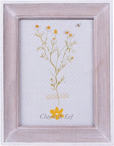 Clayre & Eef Fotolijst 10x15 cm Bruin Wit Hout Rechthoek Fotokader