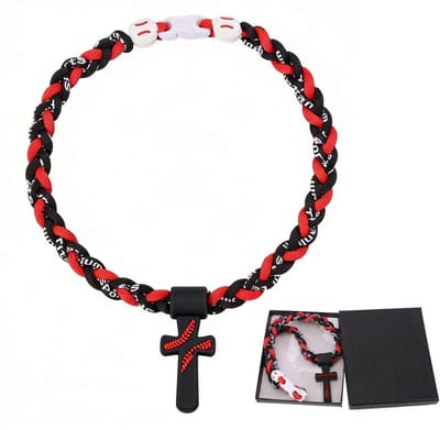 Cosensi - Honkbalketting 47 cm met Drie-vlecht Touw en Zwarte Geschenkdoos