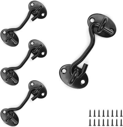 Roestvrijstalen Stormhaken 75 mm - Set van 4 Haken met Oog - Ideaal voor Beveiliging van Ramen, Luiken en Garagedeuren