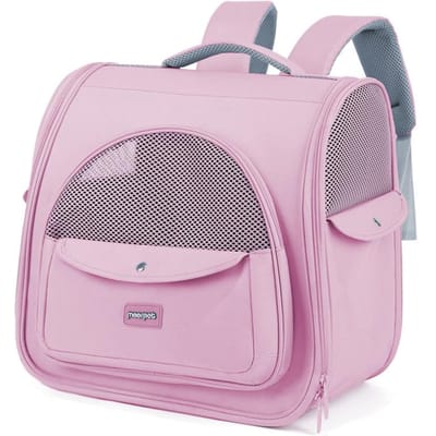 Sac de transport respirant portable grande capacité couleur bonbon style japonais et coréen Sac pour chat Sac pour chien Sac à dos pour chat 40*25*36cm