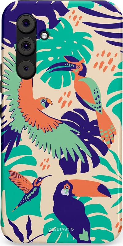 Casetastic Hoesje Geschikt voor Samsung A54 (5G) - Stijlvolle Beschermende Duo-layer Case - Tropische Vogels
