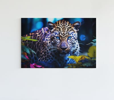 Canvas Schilderij - Luipaard - Portret -Dieren - 60x40x2 cm