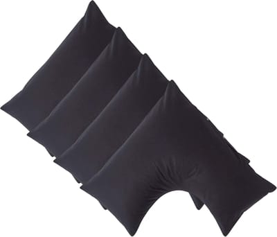 Homescapes Percale Katoen V-Kussensloop Set van 4 - Zwart - 100% Egyptisch Katoen - 200TC - 38 x 76 cm