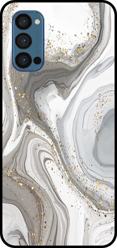 Smartphonica Telefoonhoesje Geschikt voor Oppo Reno4 Pro 5G met marmer opdruk - TPU backcover case marble design - Zilver geschikt voor Oppo Reno4 Pro 5G