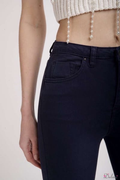 Broek Toxik3 hoge taille skinny L185 donkerblauw