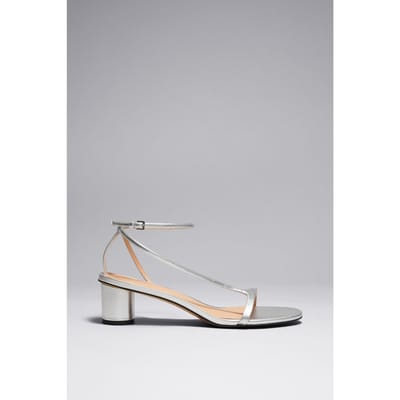& Other Stories Sanda Block Heel Sandalette Silver Größe: 36 | Sandalen Outlet | Damen | Grau