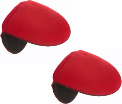 Set van 2x stuks neopreen ovenwant/ovenhandschoen zwart/rood 13,5 x 11 cm - Pannenlap - Keukenhandschoen