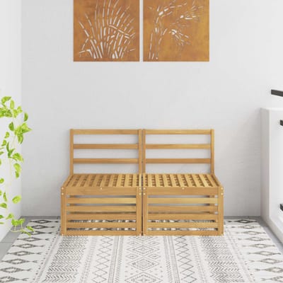 vidaXL - 2 - Stuk - Buiten - Midden - Sofa - Massief - Acacia - Hout - Wit