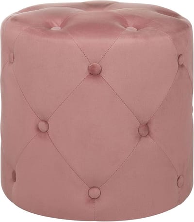 Ronde Fluweel Pouf met Quiltstiksel - Stijlvolle Voetenbank of Extra Zitplaats
