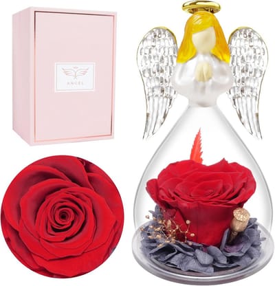 Eeuwige Roos in Glas met Engelscent - Cadeau voor Moeder, Vrouw, Oma en Valentijn