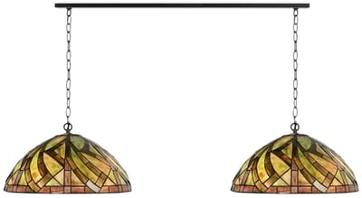 2 x Tiffany Willow met ketting lampen aan plafondbalk - Art Deco Trade