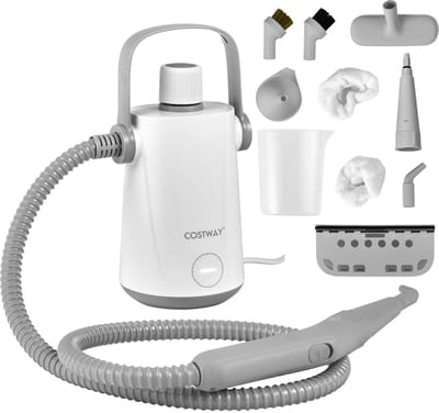 COSTWAY Handstoomreiniger 1000 W en 300 ml watercapaciteit en 10 accessoiresets Steamshot Steam Cleaner stoomreiniger voor alles tapijten ramen bekleding badkamer grijs