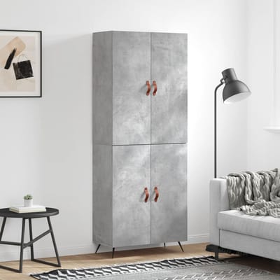 vidaXL - Hoge - kast - 69,5x34x180 - cm - bewerkt - hout - betongrijs