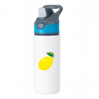 Hacebo® - Citroen waterfles met rietje blauw - Fruitschaal - fruit liefhebbers - Citrusvrucht - limoen - water fles - 650ML
