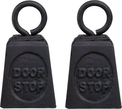 Esschert Design Deurstopper gewicht gietijzer - 2x stuks - zwart - 13 x 7 cm - Deurstop/deurvastzetter