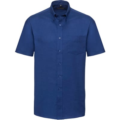 Russell Collection Heren Oxford Easy-Care overhemd met korte mouwen (Helder Koningsblauw)