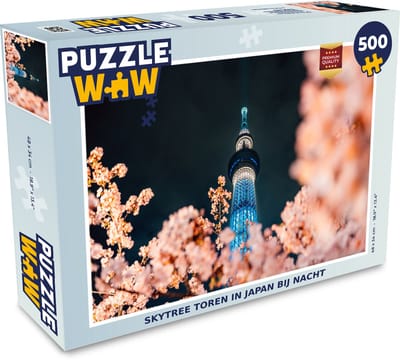Puzzel Skytree toren in Japan bij nacht - Legpuzzel - Puzzel 500 stukjes