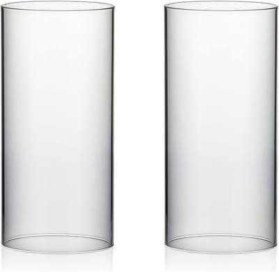 Set van 2 Glazen Kaarsenhouders voor Orkanen - Open Cilinders voor Kaarsen - 12 cm Breed en 25,4 cm Hoog