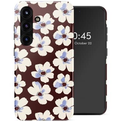 Selencia Hoesje - Geschikt voor Samsung Galaxy S25 - Backcover met Magnetische Ring - Choco Flower Pop