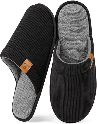 Pantoffels Heren - Sloffen - Maat 42/43 - Zwart - Corduroy - Anti-slip - Comfeet