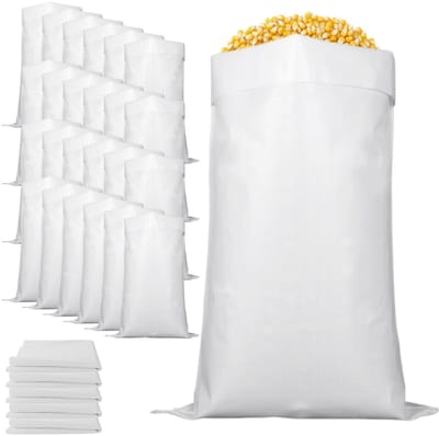30 stuks weefselzakken - plastic weefselzakken 50 kg - 65 x 110 cm - zandzakken om te vullen - grote stabiele aardappelzak - ideaal voor voer - granen - kolen - opslag van eco-poeder (wit)