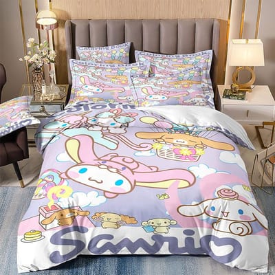 Leuke Cinnamoroll beddengoedsets: dekbedovertrek, kussensloop, 2-3-delige sets, ideaal als cadeau voor tieners en kinderen. US Twin173x218cm