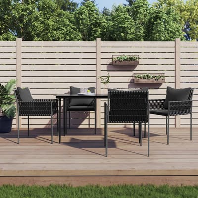 vidaXL - Tuinstoelen - 4 - st - met - kussens - 54x61x83 - cm - poly - rattan - zwart