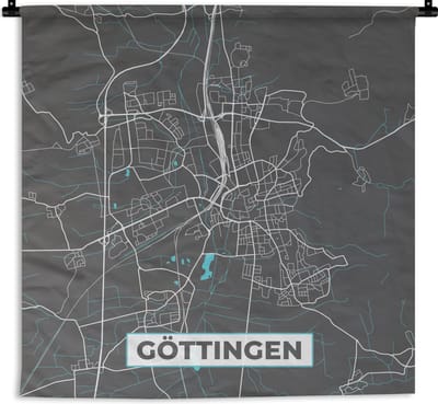 Wandkleed - Wanddoek - Stadskaart – Plattegrond – Duitsland – Blauw – Göttingen – Kaart - 180x180 cm - Wandtapijt