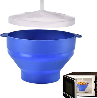 Popcorn Maker - Snack Bowl - Thuis Filmnachten - Magnetron Geschikt - Opvouwbaar Ontwerp - Blauw