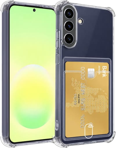 Hoesje - Geschikt voor Samsung Galaxy A57 - Met Pashouder en Kaarthouder - Telefoon Hoes Shockproof - Siliconen Case - Back Cover - Shock Proof - Pasjes Houder - Telefoonhoesjes - Transparant