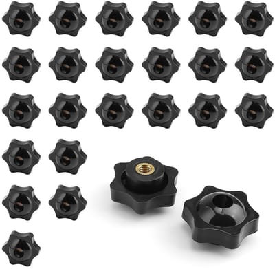 Set van 25 Ergonomische M6 Gripmoeren - Zwarte Knopmoeren voor Industrieel Gebruik, Meubelassemblage en Elektronische Constructie