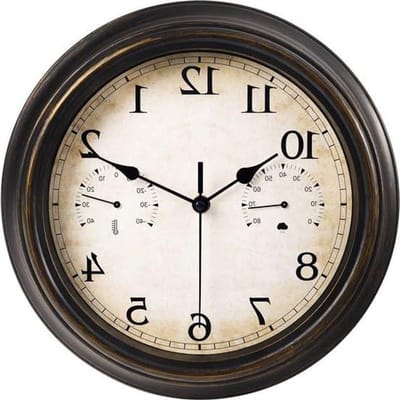 Waterdichte Buitenklok - Wandklok Thermometer - Buiten Weer Checken - Vintage Design - 355 cm Diameter - Zwart