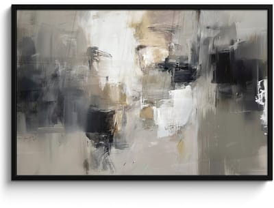 Poster in lijst - Fotolijst 120x80 cm - Posters - Kleurenpalet - Penseelstreken - Beige - Nevelig - Posterlijst zwart - Decoratie - Wanddecoratie woonkamer - Muurdecoratie slaapkamer