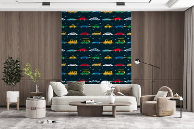 Behang - Fotobehang Patronen - Auto - Ruimte - Kind - Jongens - Kinderen - Kids - Breedte 165 cm x hoogte 220 cm
