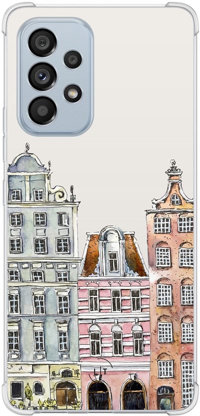 Shockproof hoesje - Geschikt voor Samsung Galaxy A53 - Grachtenpandjes - Extra sterke case - TPU/polycarbonaat - Print / Illustratie - Multi, Transparant