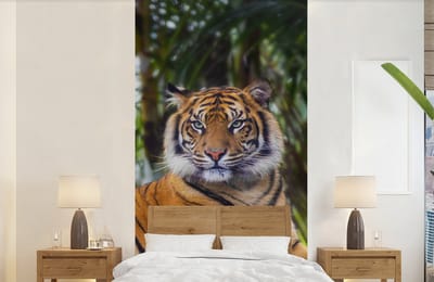 Behang - Fotobehang Tijger - Dieren - Bos - Bladeren - Jungle - Breedte 120 cm x hoogte 240 cm