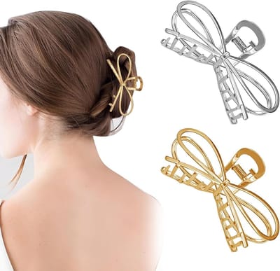 Elegante haarspeld met strik, gouden en zilveren haarclips voor vrouwen, stijlvolle haaraccessoires voor elke gelegenheid
