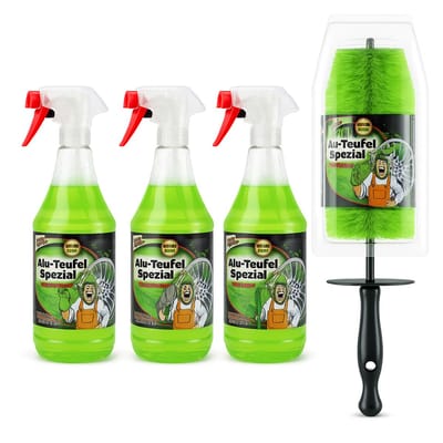Alu-Duivel-Speciaal - groen - 3 x 1L + Velgenborstel - Inclusief Tuga Velgenborstel – Krachtige Velgenreiniger voor Aluminium & Staal