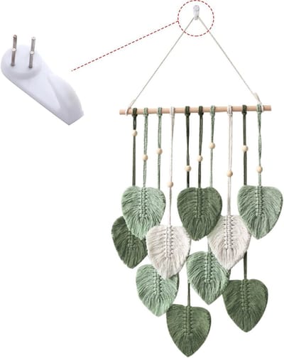 Groene Mandala Bladeren Wanddecoratie, Boho Macramé Tapestry voor Binnen en Buiten, Handgemaakt Met Chic Kwastjes en Bladornamenten voor Woonkamer en Slaapkamer