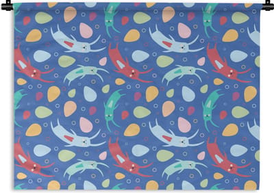 Wandkleed - Wanddoek - Konijnen - Pastel - Regenboog - Patronen - 120x90 cm - Wandtapijt