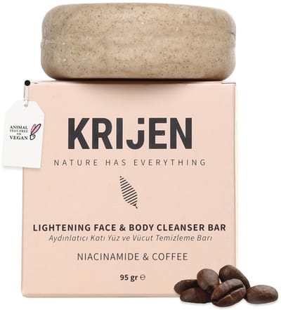 Krijen Vaste Reinigingszeep met Niacinamide & Koffiedik – Vegan Body & Face Bar voor Alle Huidtypen, Ongeparfumeerd, Plasticvrij & Handgemaakt – 95 g
