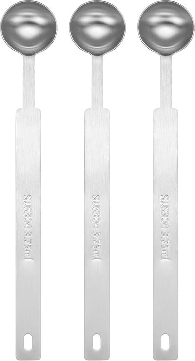 Thijox - 3 Stuks Maatlepels RVS 3/4 Tsp (1/4 Tbsp 3,75 ml) Theelepels Eetlepels Kleine Maatlepel met Lange Steel voor Keuken Bakken Koken