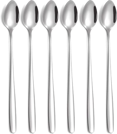 Dailygoods- Lepelset 6-delig - Roerlepel - IJslepel - Lange Handgreep - Roestvrij Staal - Ideaal voor Dranken