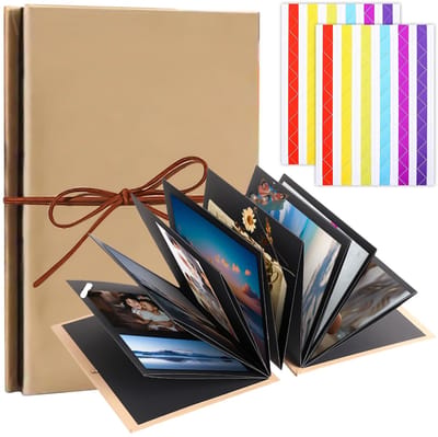 Dailygoods- Fotoalbum om zelf vorm te geven - Scrapbook - Doe-het-zelf - Navulbare map - Zwarte pagina's - Ideaal voor cadeaus