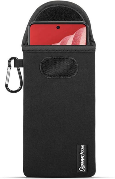 MobyDefend Hoesje - Geschikt voor Samsung Galaxy A73 - Neopreen Pouch Met Karabijnhaak - Insteek - Riemlus - Zwart