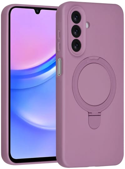Backcover Hoesje Geschikt voor: Samsung Galaxy A16 Volledig Dekkende Schokbestendige Siliconen Backcover met Ringstandaard – 360° Bescherming - Sunset Purple